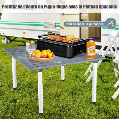 Table De Camping Pliante Avec Sac De Transport Pour Pique-Nique Plage Barbecue Camping Pêche Naturel/Gris