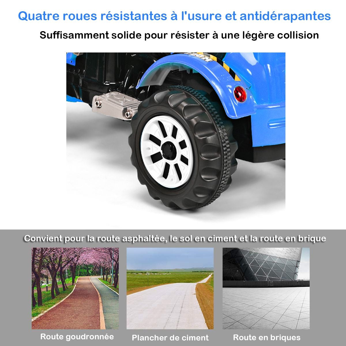 Tracteur Pour Enfants 3-8 Ans Tracteur Electrique Avec 2 Choix De Vitesse Et Chargeuse Marche Avant Et Arrière Vert/Bleu/Jaune