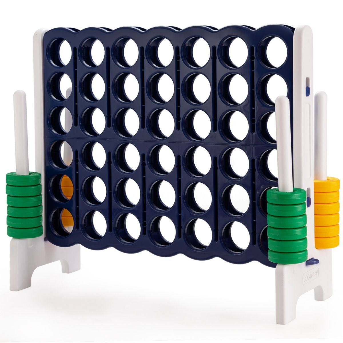 Jeu Puissance 4 Géant Avec 42 Anneaux Et 2 Leviers De Redémarrage Pour Fête Intérieur Extérieur 120X42X104Cm Bleu