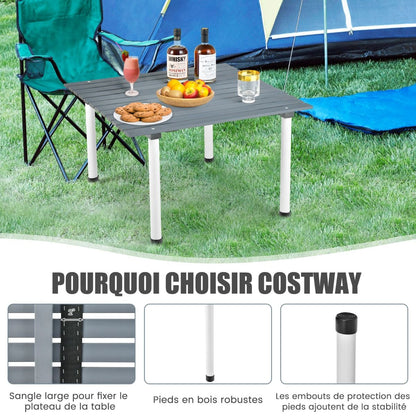 Table De Camping Pliante Avec Sac De Transport Pour Pique-Nique Plage Barbecue Camping Pêche Naturel/Gris