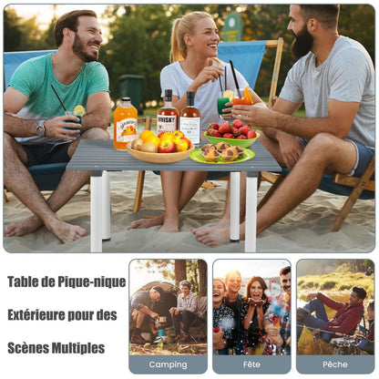 Table De Camping Pliante Avec Sac De Transport Pour Pique-Nique Plage Barbecue Camping Pêche Naturel/Gris