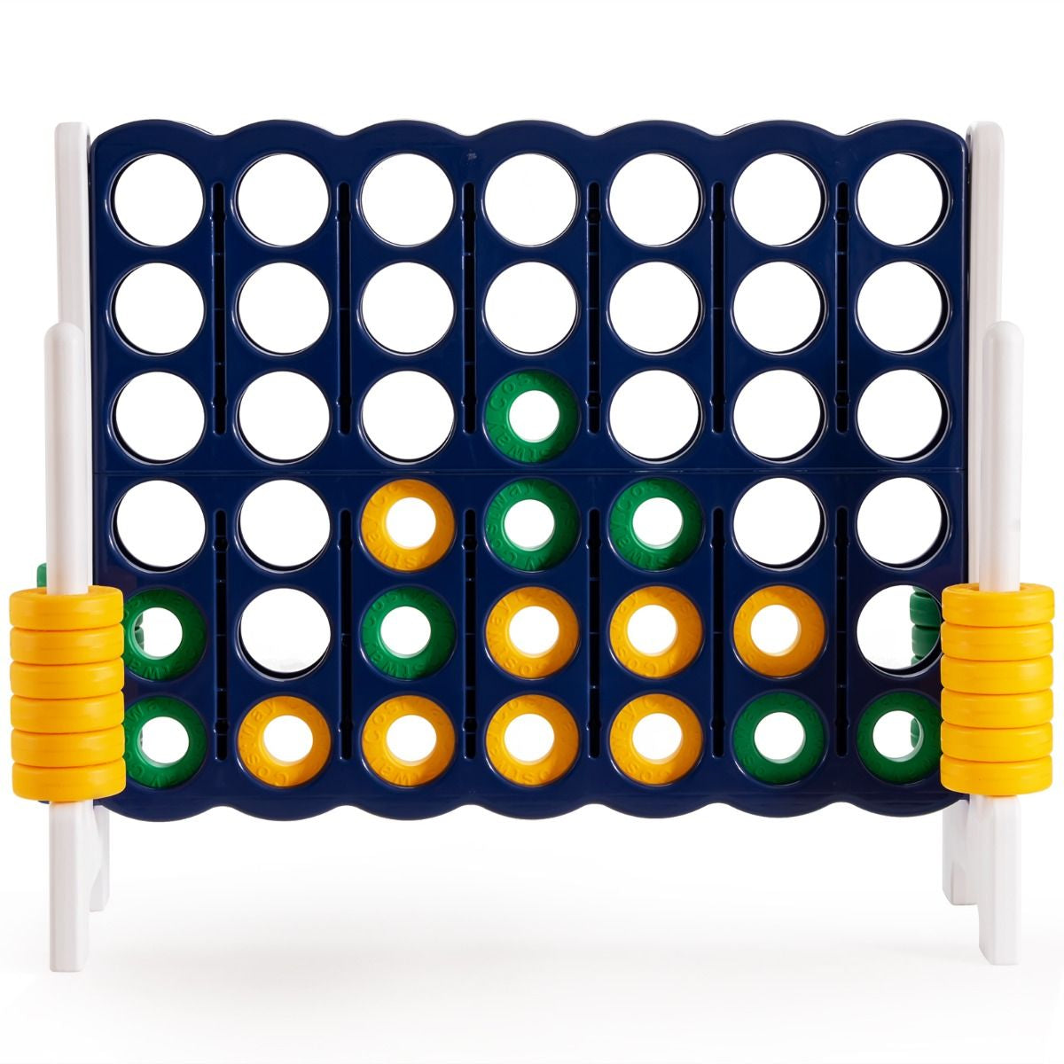 Jeu Puissance 4 Géant Avec 42 Anneaux Et 2 Leviers De Redémarrage Pour Fête Intérieur Extérieur 120X42X104Cm Bleu