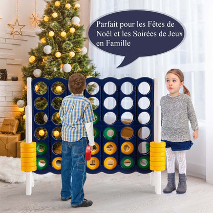 Jeu Puissance 4 Géant Avec 42 Anneaux Et 2 Leviers De Redémarrage Pour Fête Intérieur Extérieur 120X42X104Cm Bleu