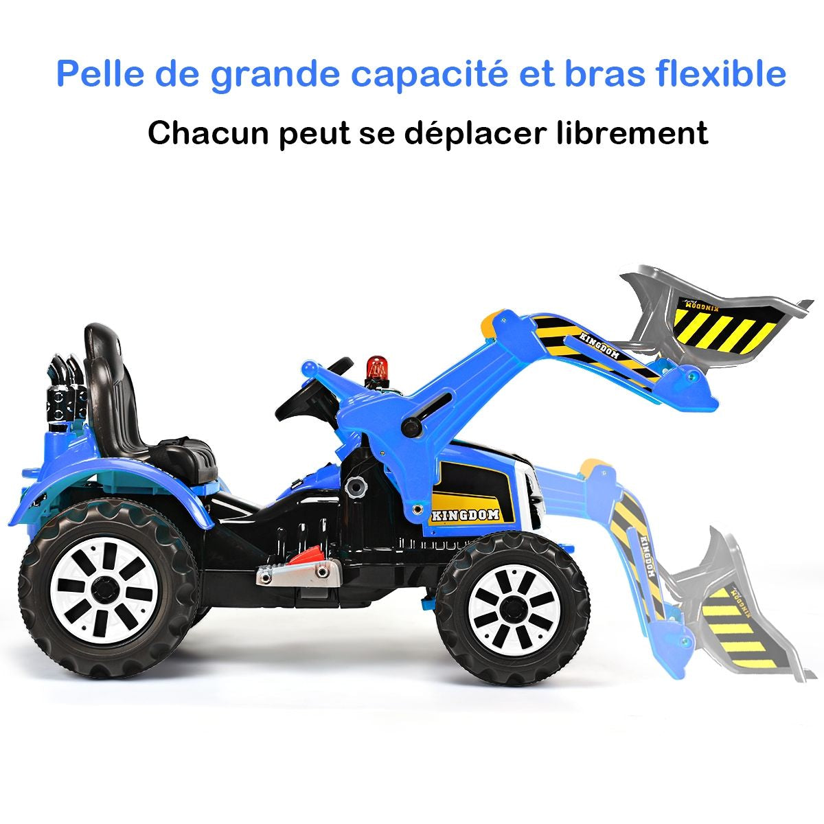 Tracteur Pour Enfants 3-8 Ans Tracteur Electrique Avec 2 Choix De Vitesse Et Chargeuse Marche Avant Et Arrière Vert/Bleu/Jaune