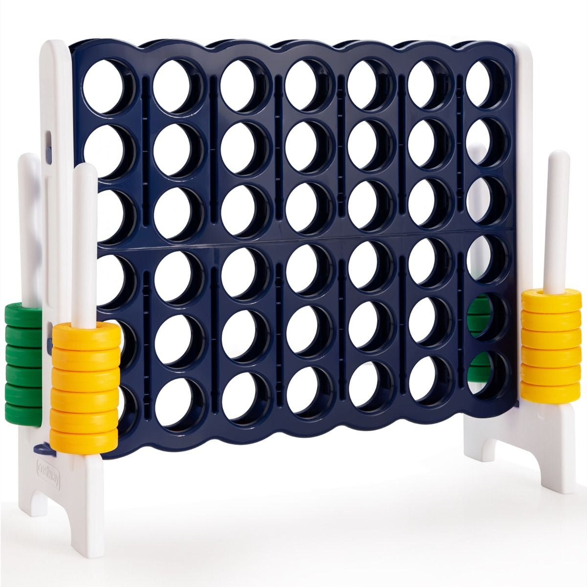 Jeu Puissance 4 Géant Avec 42 Anneaux Et 2 Leviers De Redémarrage Pour Fête Intérieur Extérieur 120X42X104Cm Bleu