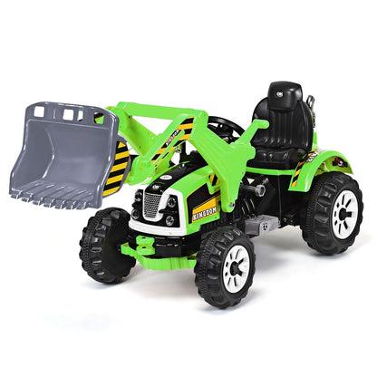 Tracteur Pour Enfants 3-8 Ans Tracteur Electrique Avec 2 Choix De Vitesse Et Chargeuse Marche Avant Et Arrière Vert/Bleu/Jaune