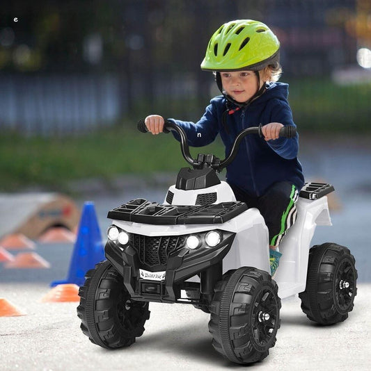 Quad Electrique Pour Enfants 3 Km/H Phares Musique MP3 USB AUX Volume Réglable Voiture Pour Enfants De 3-6 Ans Blanc/Rouge/Bleu
