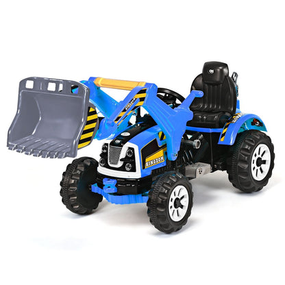 Tracteur Pour Enfants 3-8 Ans Tracteur Electrique Avec 2 Choix De Vitesse Et Chargeuse Marche Avant Et Arrière Vert/Bleu/Jaune