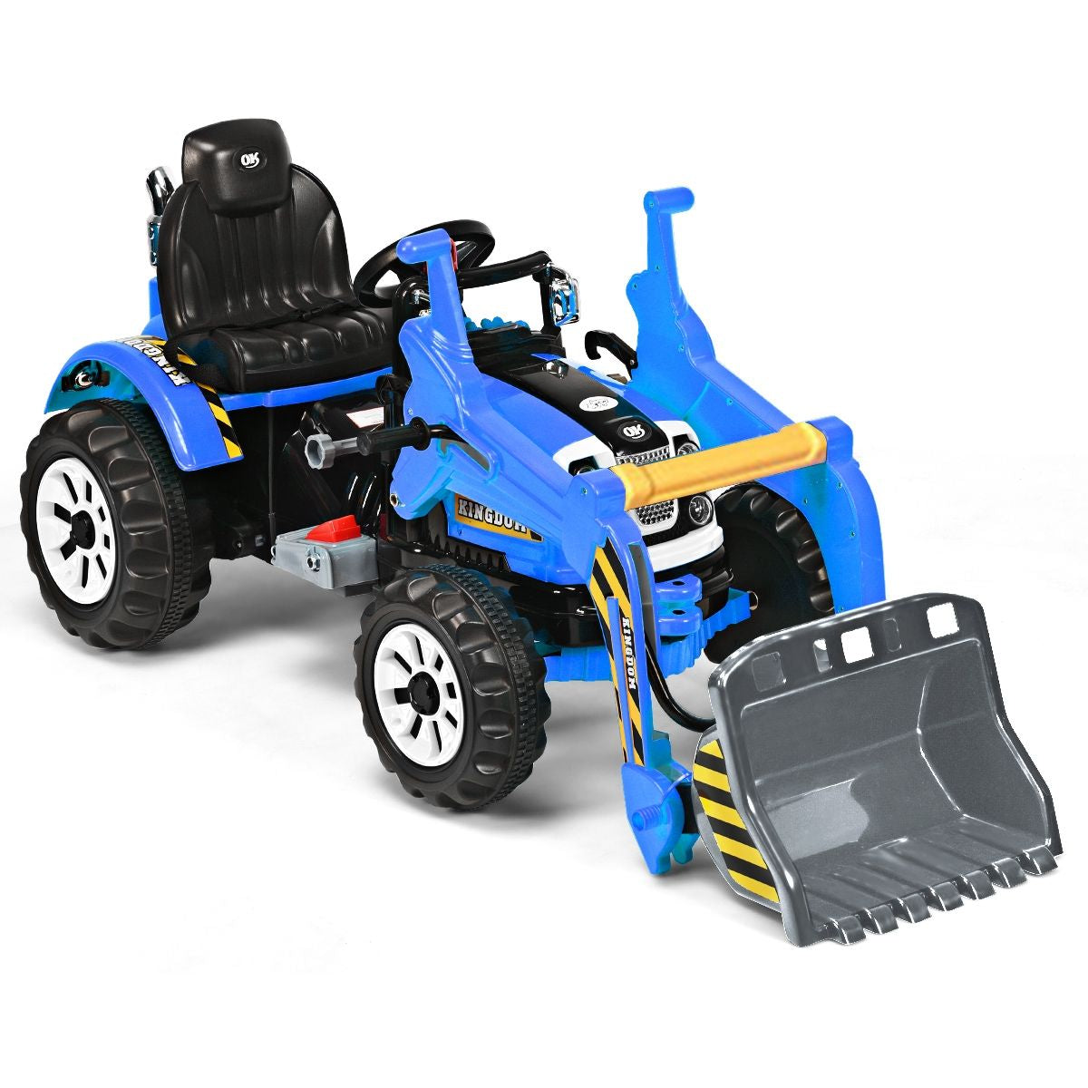 Tracteur Pour Enfants 3-8 Ans Tracteur Electrique Avec 2 Choix De Vitesse Et Chargeuse Marche Avant Et Arrière Vert/Bleu/Jaune