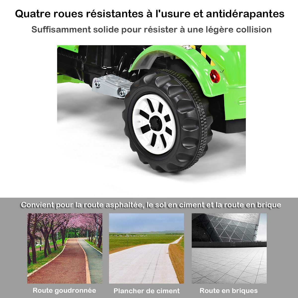 Tracteur Pour Enfants 3-8 Ans Tracteur Electrique Avec 2 Choix De Vitesse Et Chargeuse Marche Avant Et Arrière Vert/Bleu/Jaune