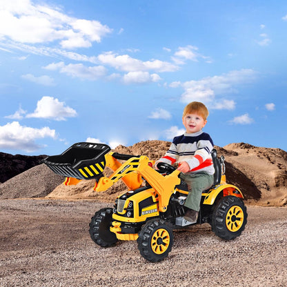 Tracteur Pour Enfants 3-8 Ans Tracteur Electrique Avec 2 Choix De Vitesse Et Chargeuse Marche Avant Et Arrière Vert/Bleu/Jaune