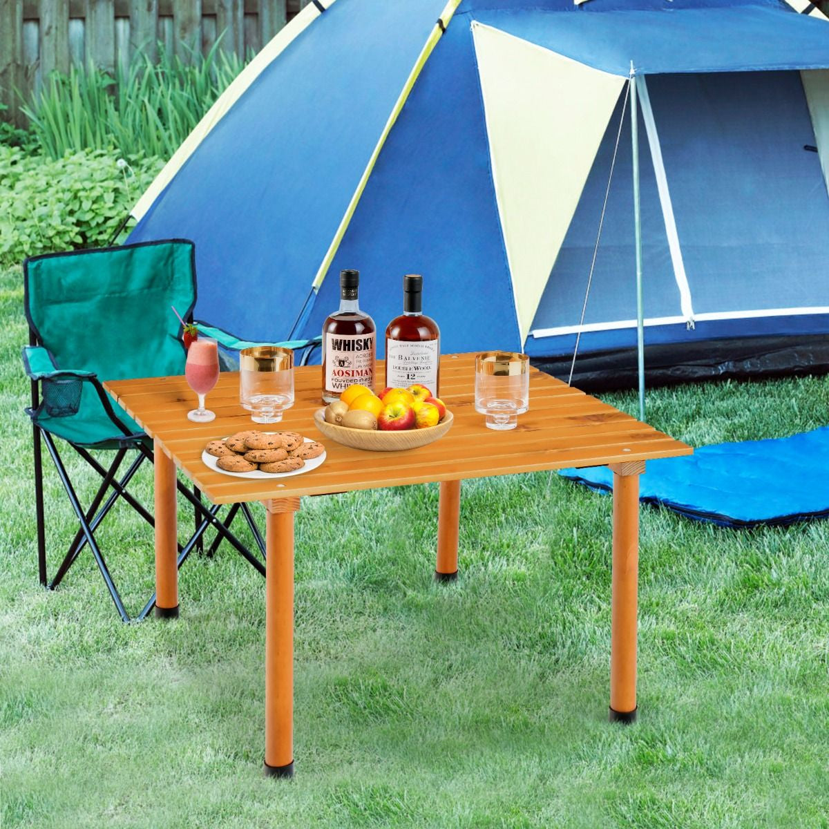 Table De Camping Pliante Avec Sac De Transport Pour Pique-Nique Plage Barbecue Camping Pêche Naturel/Gris