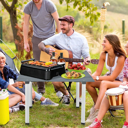 Table De Camping Pliante Avec Sac De Transport Pour Pique-Nique Plage Barbecue Camping Pêche Naturel/Gris